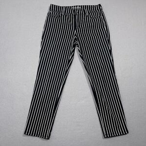 Chicos Platinum Ultimate Fit Slim Leg Jeans Womens‎ Size 0 Black White Pinstripe